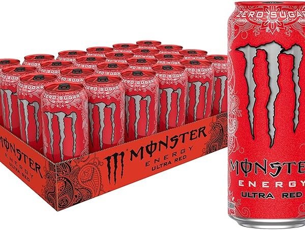 Monster Energy Ultra Red, Sugar Free Energy Drink, 16 Ounce (Pack of 24)